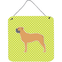 "Caroline's Treasures Bullmastiff Checkerboard Green Wall or Door Hanging Prints BB3871DS66, 6"" x 6"", Multicolor"