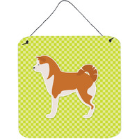 "Caroline's Treasures Akita Checkerboard Green Wall or Door Hanging Prints BB3872DS66, 6"" x 6"", Multicolor"