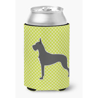 "Caroline's Treasures Great Dane Checkerboard green Can or Bottle Hugger BB3875CC, Can Hugger, Multicolor"