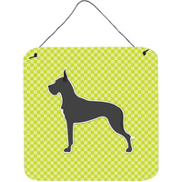 "Caroline's Treasures Dane Checkerboard Green Wall or Door Hanging Prints BB3875DS66, 6"" x 6"", Multicolor"
