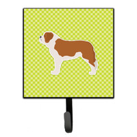 "Caroline's Treasures Saint Bernard Checkerboard Green Leash or Key Holder BB3876SH4, Small, Multicolor"