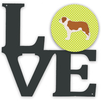 "Caroline's Treasures Saint Bernard Checkerboard Green Metal Artwork Love wall-decor, Multicolor"
