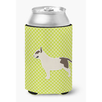 "Caroline's Treasures Bull Terrier Checkerboard green Can or Bottle Hugger BB3878CC, Can Hugger, Multicolor"