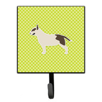 "Caroline's Treasures Bull Terrier Checkerboard Green Leash or Key Holder BB3878SH4, Small, Multicolor"