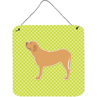 "Caroline's Treasures Fila Brasileiro Checkerboard Green Wall or Door Hanging Prints BB3879DS66, 6"" x 6"", Multicolor"