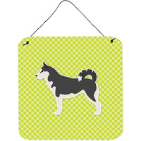 "Caroline's Treasures Siberian Husky Checkerboard Green Wall or Door Hanging Prints BB3880DS66, 6"" x 6"", Multicolor"