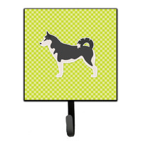 "Caroline's Treasures Siberian Husky Checkerboard Green Leash or Key Holder BB3880SH4, Small, Multicolor"