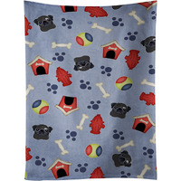 "Caroline's Treasures BB4042KTWL Dog House Collection Black Pug Kitchen Towel, 25"" x 15"", Multicolor"