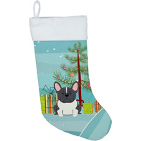 "Caroline's Treasures Merry Tree French Bulldog Black White Christmas, Holiday Stocking, decoration, 11 x 18, Multicolor"
