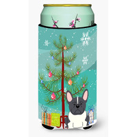 "Caroline's Treasures Merry Christmas Tree French Bulldog black White Tall Boy Beverage Insulator Hugger BB4137TBC, Multicolor"