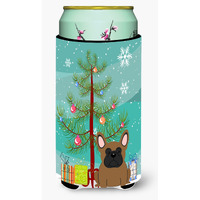 "Caroline's Treasures Merry Christmas Tree French Bulldog Brown Tall Boy Beverage Insulator Hugger BB4138TBC, Multicolor"
