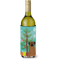 "Caroline's Treasures BB4140LITERK Merry Christmas Tree Mastiff Brindle Wine Bottle Beverage Insulator Hugger, 750ml, Multicolor"