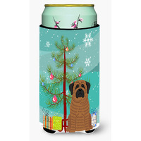 "Caroline's Treasures Merry Christmas Tree Mastiff Brindle Tall Boy Beverage Insulator Hugger BB4140TBC, Multicolor"