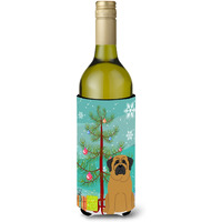 "Caroline's Treasures BB4143LITERK Merry Christmas Tree Mastiff Wine Bottle Beverage Insulator Hugger, 750ml, Multicolor"
