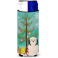 "Caroline's Treasures BB4144MUK Merry Christmas Tree Lwchen Michelob Ultra Hugger for Slim Cans, Multicolor"