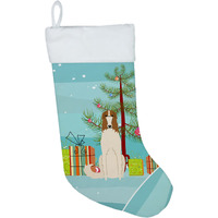 "Caroline's Treasures Merry Christmas Tree Borzoi Stocking, Large, Multicolor"