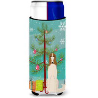 "Caroline's Treasures BB4148MUK Merry Christmas Tree Borzoi Michelob Ultra Hugger for Slim Cans, Multicolor"