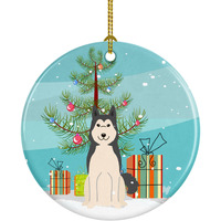 Caroline's Treasures Merry Christmas Tree West Siberian Laika Spitz Ceramic Ornament