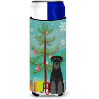 "Caroline's Treasures BB4157MUK Merry Christmas Tree Standard Schnauzer Black Michelob Ultra Hugger for Slim Cans, Multicolor"