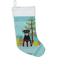 "Caroline's Treasures Merry Tree Standard Schnauzer Black Grey Christmas, Holiday Stocking, decoration, 11 x 18, Multicolor"