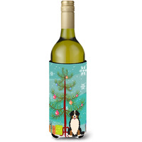 "Caroline's Treasures BB4161LITERK Merry Christmas Tree Bernese Mountain Dog Wine Bottle Beverage Insulator Hugger, 750ml, Multicolor"
