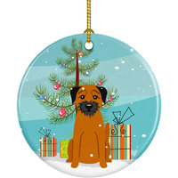 "Caroline's Treasures Merry Christmas Tree Border Terrier Ceramic Ornament, Multicolor"