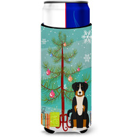 "Caroline's Treasures BB4168MUK Merry Christmas Tree Appenzeller Sennenhund Michelob Ultra Hugger for Slim Cans, Multicolor"