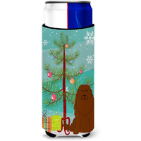 "Caroline's Treasures BB4175MUK Merry Christmas Tree Caucasian Shepherd Dog Michelob Ultra Hugger for Slim Cans, Multicolor"