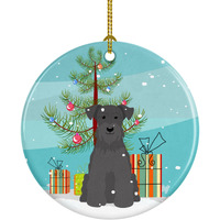 Caroline's Treasures Merry Christmas Tree Miniature Schanuzer Black Ceramic Ornament
