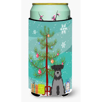 "Caroline's Treasures Merry Christmas Tree Miniature Schanuzer black Silver Tall Boy Beverage Insulator Hugger BB4177TBC, Multicolor"