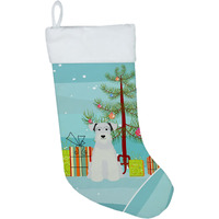 "Caroline's Treasures Merry Tree Miniature Schanuzer White Christmas, Holiday Stocking, decoration, 11 x 18, Multicolor"