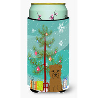 "Caroline's Treasures Merry Christmas Tree Glen of Imal Tan Tall Boy Beverage Insulator Hugger BB4185TBC, Multicolor"