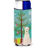 "Caroline's Treasures BB4186MUK Merry Christmas Tree Soft Coated Wheaten Terrier Michelob Ultra Hugger for Slim Cans, Multicolor"