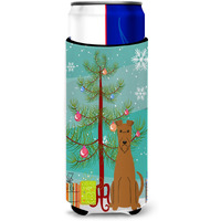 "Caroline's Treasures BB4187MUK Merry Christmas Tree Irish Terrier Michelob Ultra Hugger for Slim Cans, Multicolor"