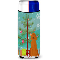"Caroline's Treasures BB4189MUK Merry Christmas Tree Irish Setter Michelob Ultra Hugger for Slim Cans, Multicolor"