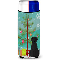 "Caroline's Treasures BB4191MUK Merry Christmas Tree Giant Schnauzer Michelob Ultra Hugger for Slim Cans, Multicolor"