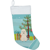"Caroline's Treasures Merry Christmas Tree Poodle White Stocking, Large, Multicolor"