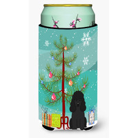 "Caroline's Treasures Merry Christmas Tree Poodle black Tall Boy Beverage Insulator Hugger BB4196TBC, Multicolor"