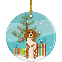 "Caroline's Treasures Merry Christmas Tree Brittany Spaniel Ceramic Ornament, Multicolor"