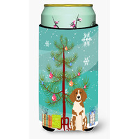 "Caroline's Treasures Merry Christmas Tree Brittany Spaniel Tall Boy Beverage Insulator Hugger BB4197TBC, Multicolor"