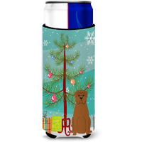 "Caroline's Treasures BB4198MUK Merry Christmas Tree Dogue De Bordeaux Michelob Ultra Hugger for Slim Cans, Multicolor"