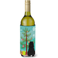 "Caroline's Treasures BB4199LITERK Merry Christmas Tree Bouvier Des Flandres Wine Bottle Beverage Insulator Hugger, 750ml, Multicolor"