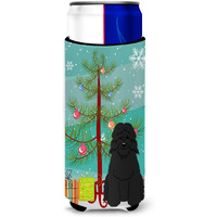 "Caroline's Treasures BB4199MUK Merry Christmas Tree Bouvier Des Flandres Michelob Ultra Hugger for Slim Cans, Multicolor"