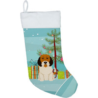 "Caroline's Treasures Merry Tree Petit Basset Griffon Veenden Christmas, Holiday Stocking, decoration, 11 x 18, Multicolor"