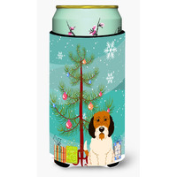 "Caroline's Treasures Merry Christmas Tree Petit Basset Griffon Veenden Tall Boy Beverage Insulator Hugger BB4204TBC, Multicolor"
