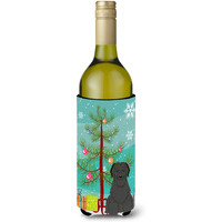 "Caroline's Treasures BB4206LITERK Merry Christmas Tree Briard Black Wine Bottle Beverage Insulator Hugger, 750ml, Multicolor"