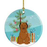 Caroline's Treasures Merry Christmas Tree Briard Brown Ceramic Ornament