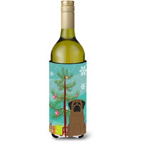"Caroline's Treasures BB4209LITERK Merry Christmas Tree Bullmastiff Wine Bottle Beverage Insulator Hugger, 750ml, Multicolor"