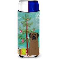 "Caroline's Treasures BB4209MUK Merry Christmas Tree Bullmastiff Michelob Ultra Hugger for Slim Cans, Multicolor"
