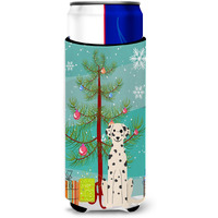 "Caroline's Treasures BB4222MUK Merry Christmas Tree Dalmatian Michelob Ultra Hugger for Slim Cans, Multicolor"